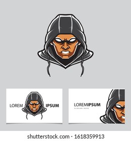 Cyberpunk Head Logo, humanoid Robot, Vector Template