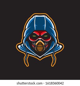 Cyberpunk Head Logo, humanoid Robot, Vector Template