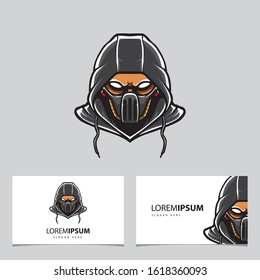 Cyberpunk Head Logo, humanoid Robot, Vector Template