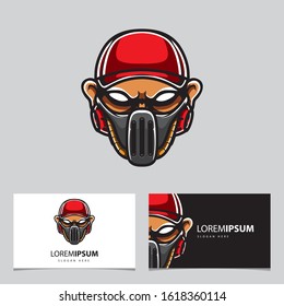 Cyberpunk Head Logo, humanoid Robot, Vector Template