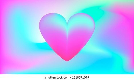 Cyberpunk heart. Futuristic Abstract geometry.Cyberpunk. Synthwave style 80s - 90s. Vaporwave. Retrowave. Vector Holographic effect. Duotone