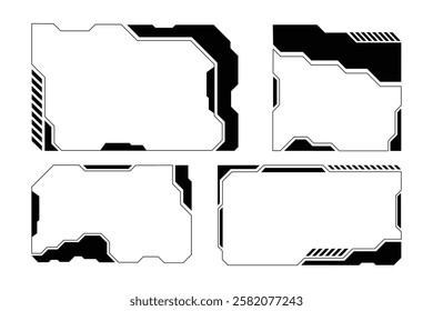 Cyberpunk HUD Frame Set. Futuristic Tech Digital Interfaces Elements