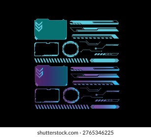 Cyberpunk HUD Interface Elements, Neon Tech Lines and Frames Pack