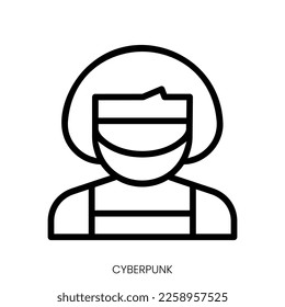 cyberpunk icon. Line Art Style Design Isolated On White Background