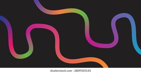 Cyberpunk Inspired Neon Gradient Wavy Lines on a Black Canvas Background.