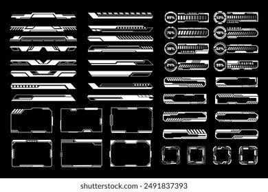 Cyberpunk Interface Elements Set. Futuristic HUD and Loading Screen Designs
