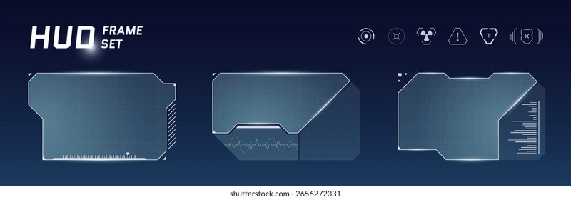 Marco de interfaz Cyberpunk con Elementos HUD de neón y tablero digital. Panel de interfaz de usuario futurista para superposición de flujo de ciencia ficción, pantalla de juego o Anuncio de tecnología electrónica en estilo moderno vibrante.