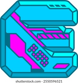 Cyberpunk Letter Alphabet Vector E