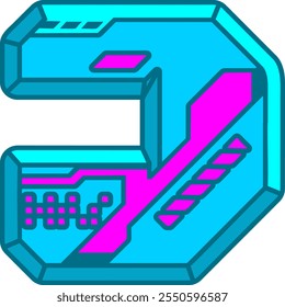 Cyberpunk Letter Alphabet Vector J