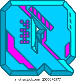 Cyberpunk Letter Alphabet Vector Q