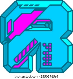 Cyberpunk Letter Alphabet Vector R