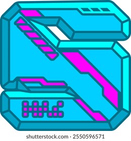 Cyberpunk Letter Alphabet Vector S