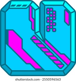 Cyberpunk Letter Alphabet Vector U
