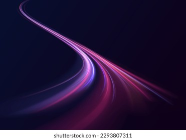 La luz del ciberpunk recorre en movimiento o luz, senderos de movimiento de luz. patrón de movimiento de velocidad abstracto con forma de línea borrosa brillante, color gradiente.