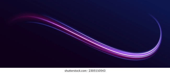 Cyberpunk light trails in motion or light, light motion trails. abstract speed movement pattern with shiny glowing blurred line shape, gradient color.