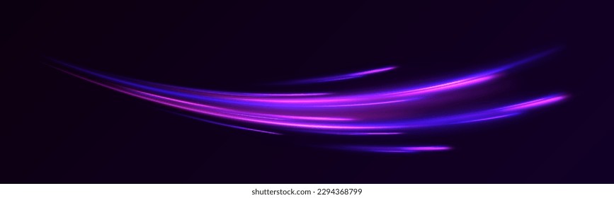 Cyberpunk-Lichtspuren in Bewegung oder helllangsamer Verschlusseffekt. Neonfarbige leuchtende Linien Hintergrund, High-Speed-Lichtspuren Wirkung.	