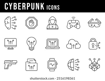 Bearbeitbarer Symbolsatz für die Cyberpunk-Zeile