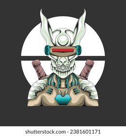 cyberpunk monster logo mascot character design in futuristic trendy style