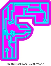 Cyberpunk Neon Letter Alphabet F 