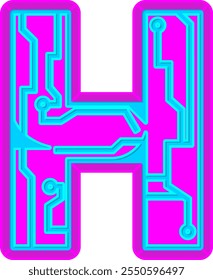 Cyberpunk Neon Letter Alphabet H