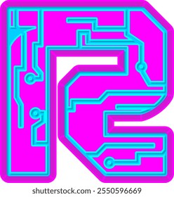 Cyberpunk Neon Letter Alphabet R
