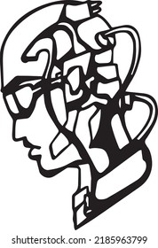 Cyberpunk people Vector, Clip Art, Black and White