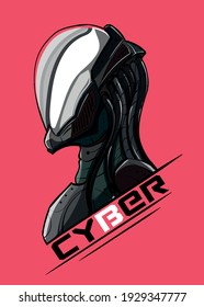 Cyberpunk portrait in profile in a glass mask