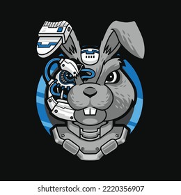 Cyberpunk Kaninchen-Illustration Premium Vektor Das Konzept der isolierten Technologie. FlachCartoon-Stil geeignet für Landing-Webseiten, Banner, Flyer, Sticker, Karten