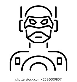 Cyberpunk rendering icon in linear style 