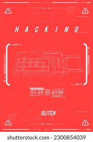 Cyberpunk retro futuristic poster. Abstract cosmic shapes. Digital design elements hud style. Trendy shapes in cyberpunk style. Bar labels,info box bars.