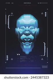 Cyberpunk Retro futuristisches Poster. Abstrakte kosmische Formen. Digitale Design-Elemente im Hud-Stil. Trendige Formens im Cyberpunk-Stil. Balkenbeschriftungen, Infoboxleisten.