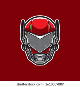 Cyberpunk Robot Head Logo Vector Template