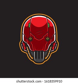 Cyberpunk Robot Head Logo Vector Template