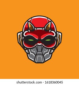 Cyberpunk Robot Head Logo Vector Template