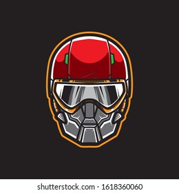 Cyberpunk Robot Head Logo Vector Template