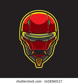 Cyberpunk Robot Head Logo Vector Template