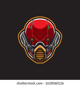 Cyberpunk Robot Head Logo Vector Template