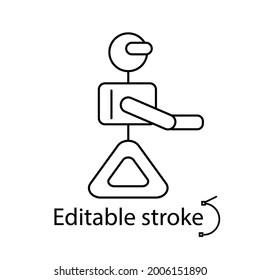 Cyberpunk robot outline icon. Futuristic gadget. Future with robot technology. Science fiction, game. Customizable linear contour symbol. Editable stroke. Isolated vector stock illustration
