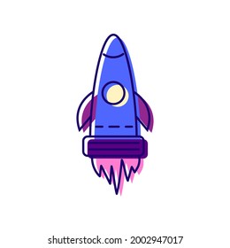 Cyberpunk rocket color icon. Futuristic air craft. High tech technology. Flat symbol. Isolated vector stock illustration