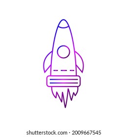 Cyberpunk rocket outline icon. Futuristic air craft. High tech technology