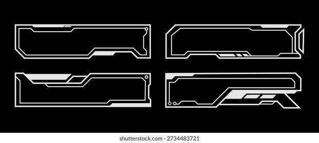 Cyberpunk sci fi dashboard HUD frames with futuristic interface style. Ideal for gaming UI, tech overlays, streaming layouts, and digital dashboards. Fully editable vector ready for commercial use.