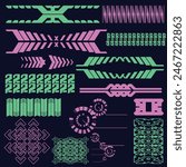 cyberpunk scifi gaming futuristic icon pattern HUD ux ui set collection template, 2d illustration rendering vector element