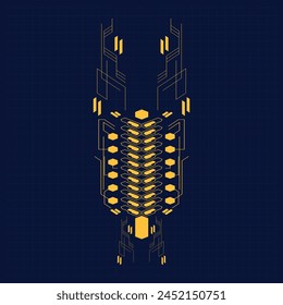 cyberpunk scifi gaming futuristic icon hud pattern seamless set collection template, 2d illustration rendering vector
