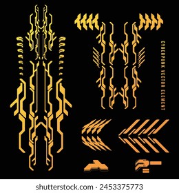 cyberpunk scifi gaming futuristic icon pattern seamless set collection template, 2d illustration rendering vector element