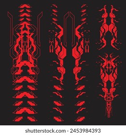 cyberpunk scifi gaming futuristic icon hud pattern seamless set collection template, 2d illustration rendering vector