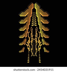 cyberpunk scifi gaming futuristic icon pattern seamless set collection template, 2d illustration rendering vector element