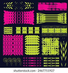 cyberpunk scifi gaming futuristic icon pattern HUD ux ui set collection template, 2d illustration rendering vector element