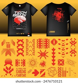 cyberpunk scifi gaming futurista conjunto de patrones de iconos hud de Plantilla de colección para la marca de la decoración de la camiseta etiqueta, ilustración 2d que representa el elemento de Vector