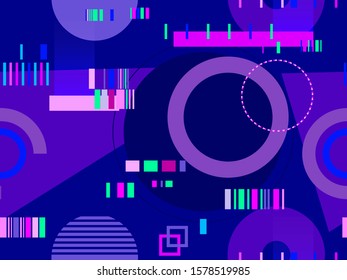Cyberpunk seamless pattern. Retro futurism of the 80s. Signal error, pixel mosaic. Computer screen error. Vector illustration