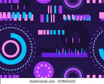 Cyberpunk seamless pattern. Retro futurism of the 80s. Signal error, pixel mosaic. Computer screen error. Vector illustration